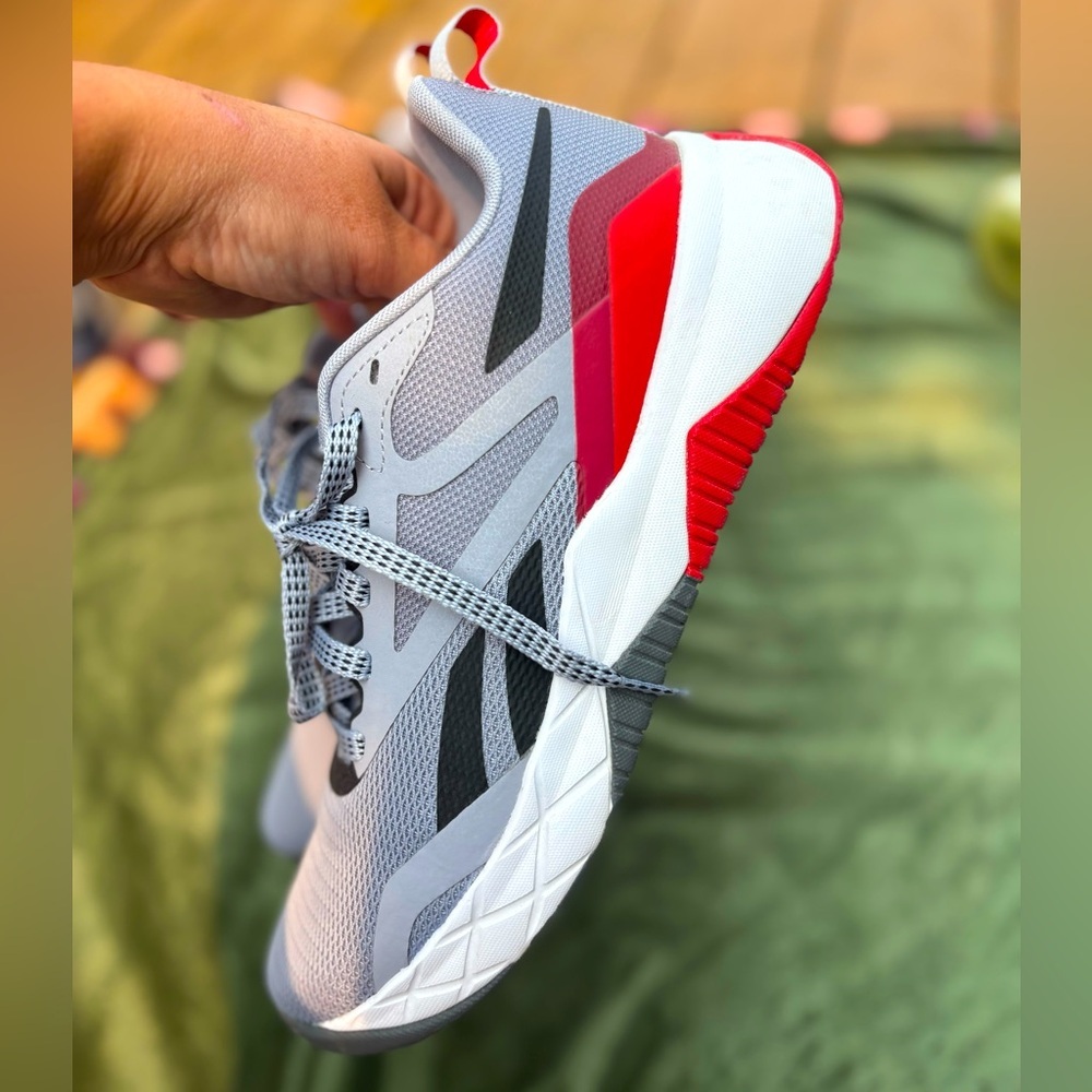 Reebok Men’s Red and Gray Memory Foam Sneakers